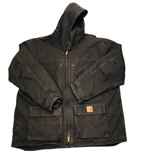 Carhartt Heavy Canvas Sherpa Lined Work Jacket  With Hood Size 2XL